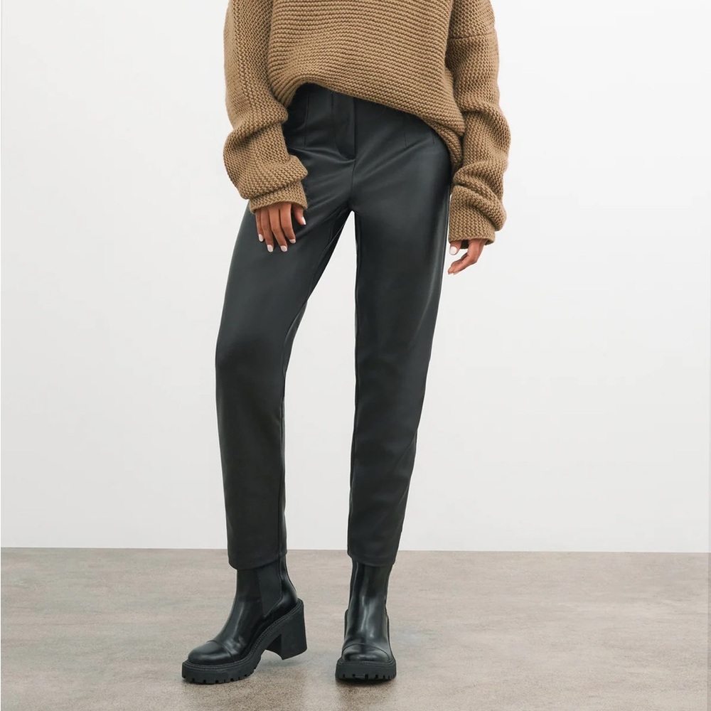 Vegan Leather Pants High Waist Tapered Straight Leg Remi Marcella